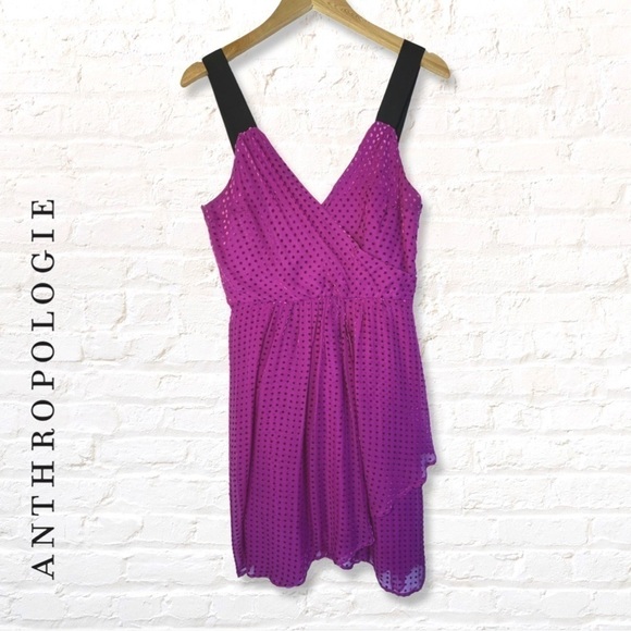 FROCK by Tracy Reese Kendra Purple Cocktail Dress Silk Textured Swiss Dot Sz 12 - Picture 1 of 6